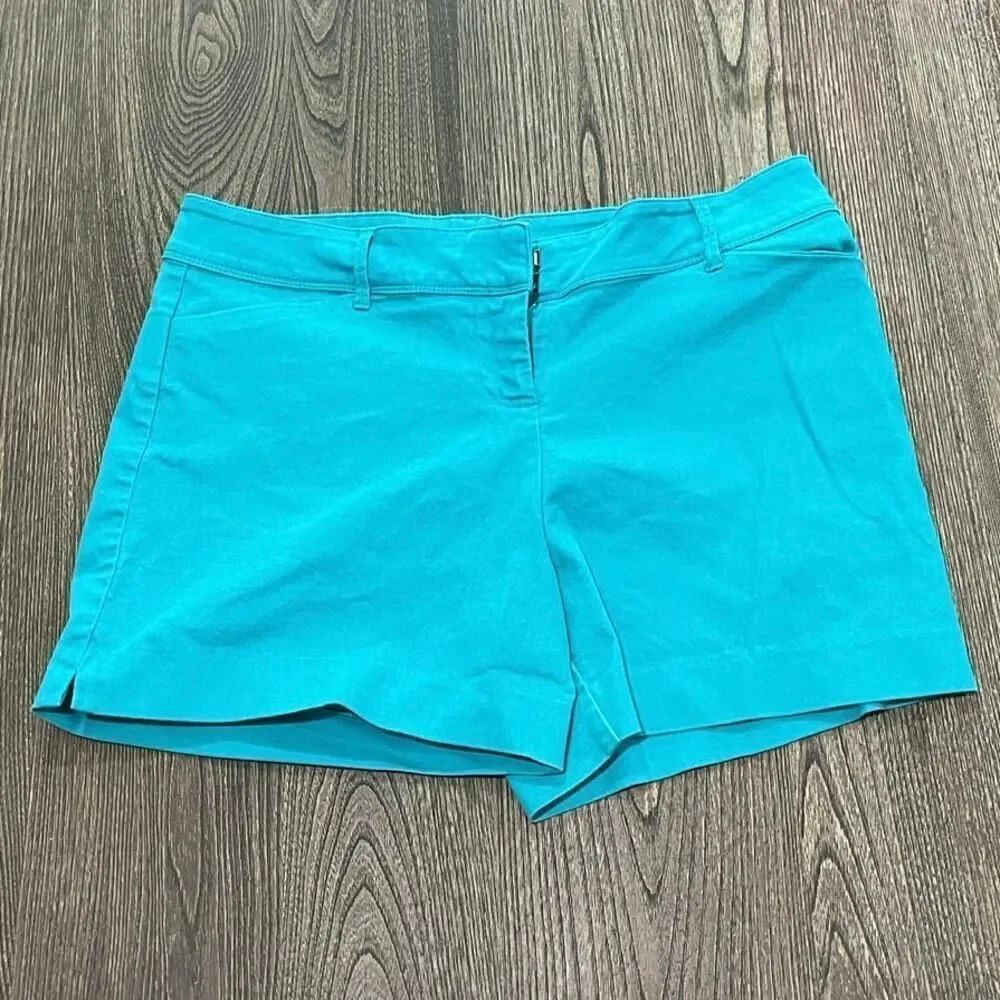 The Limited Womens Bermuda Shorts Mid Rise Flat Front Stretch Pockets Blue Sz 12